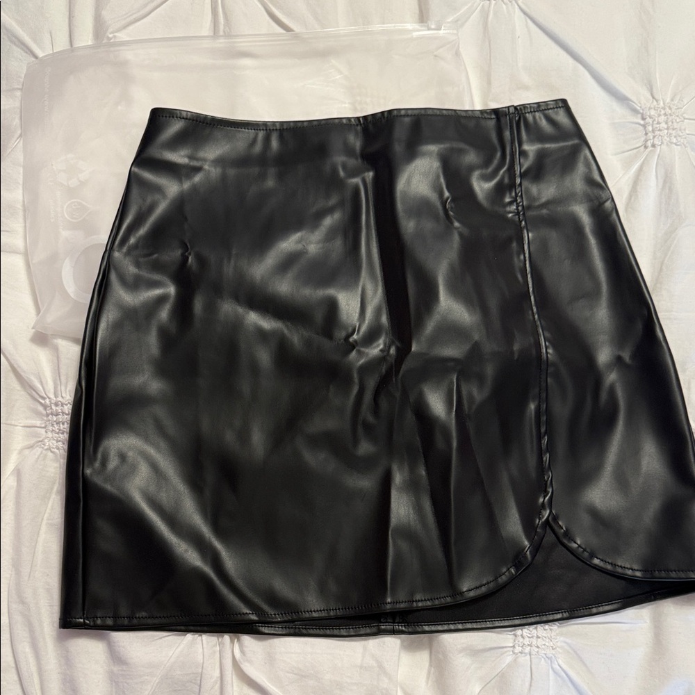 Classic Black Faux Leather Mini Skirt never worn.